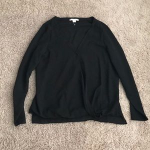 Black swoop neck blouse